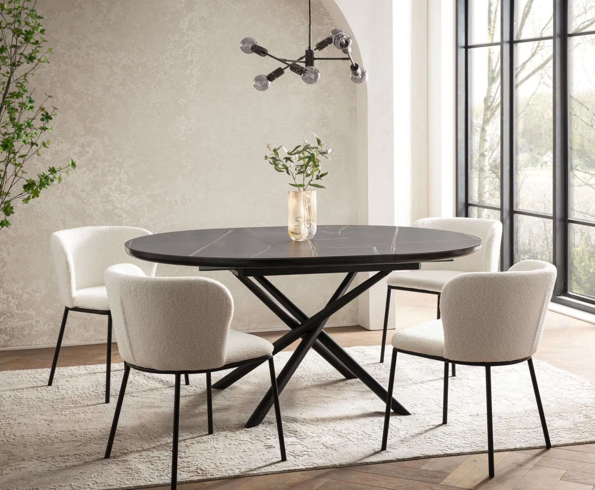 Eetkamertafels^Huisenthuis Eetkamertafel Koya 120 cm Zwart