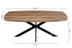 Eetkamertafels^Huisenthuis Eetkamertafel Melis 200 cm Ovaal Mango