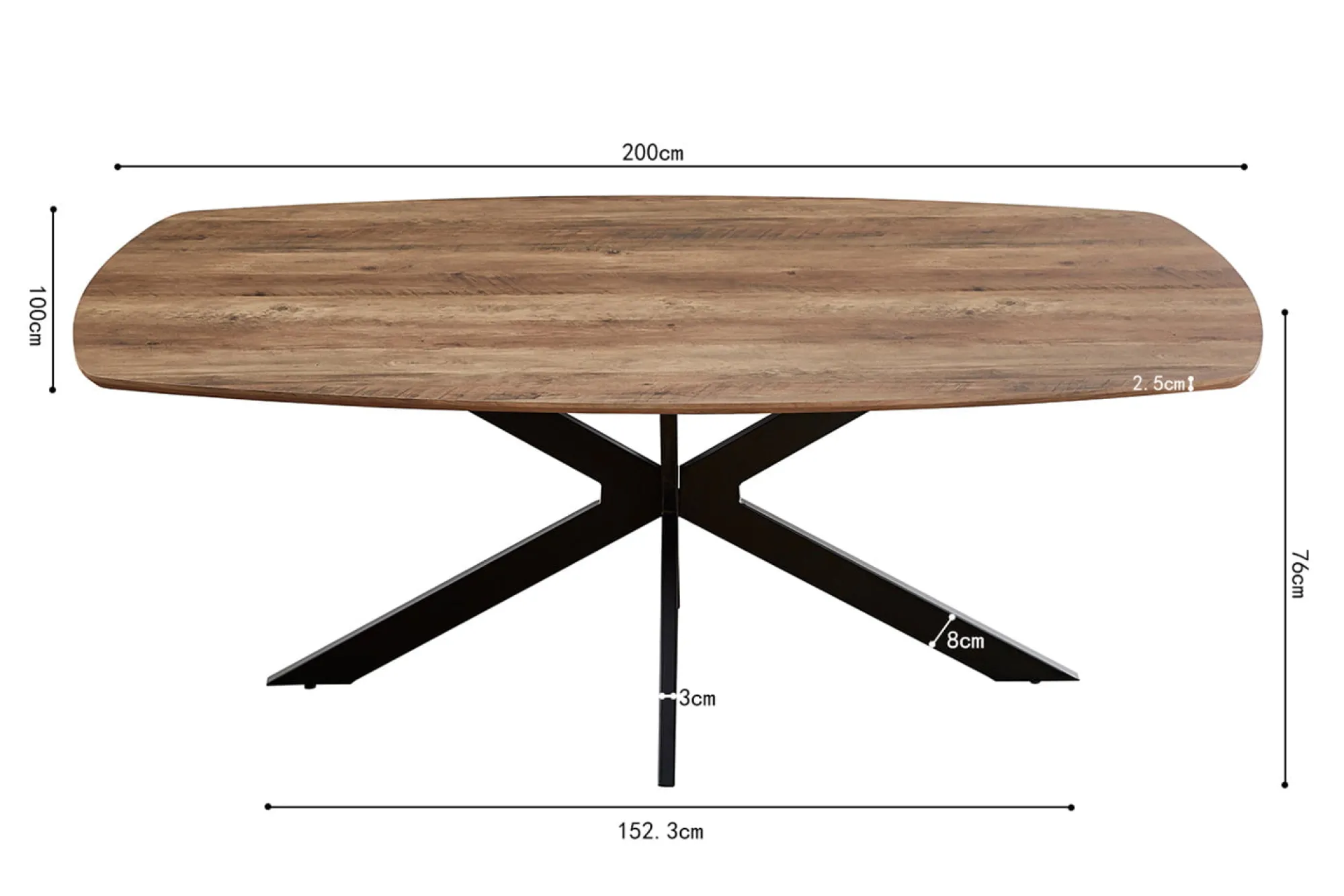 Eetkamertafels^Huisenthuis Eetkamertafel Melis 200 cm Ovaal Mango