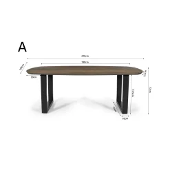 Eetkamertafels^Huisenthuis Eetkamertafel Monaco Ovaal 220 cm Tabaco