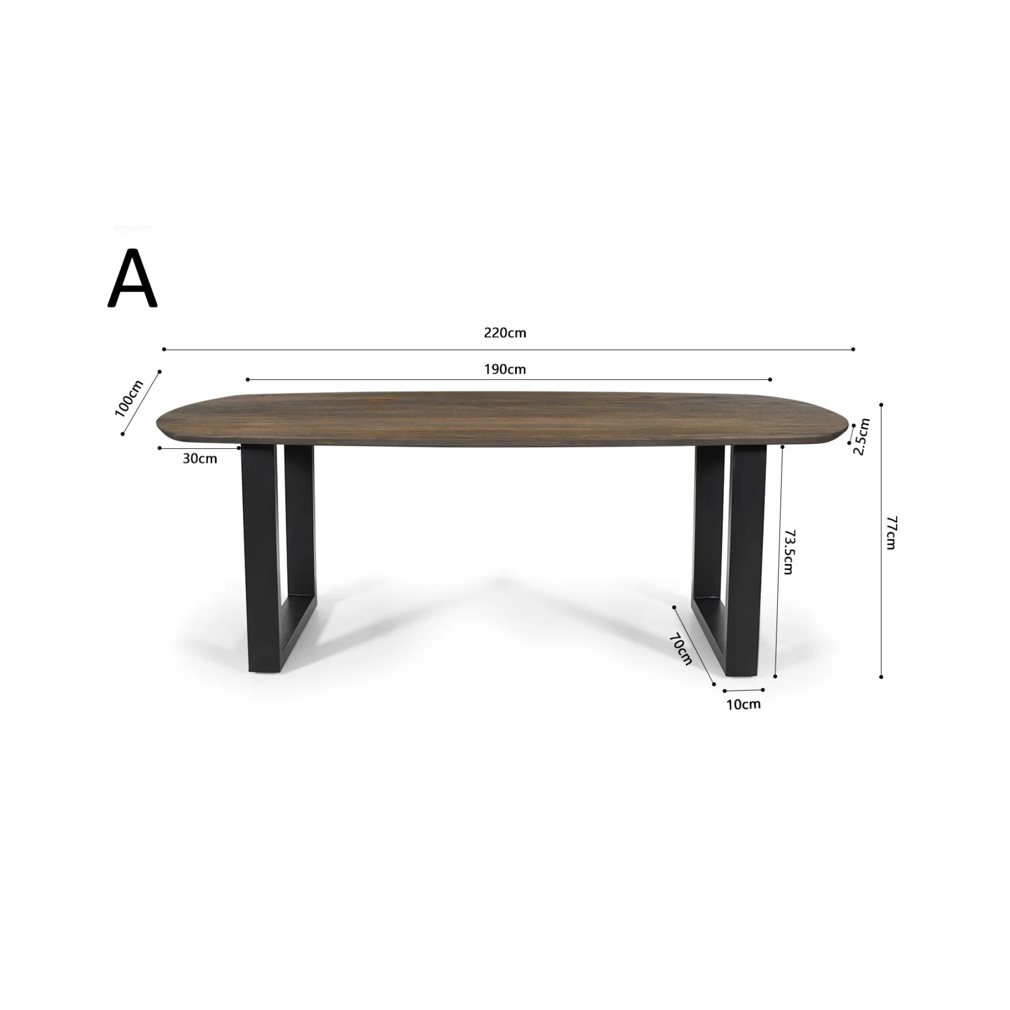 Eetkamertafels^Huisenthuis Eetkamertafel Monaco Ovaal 220 cm Tabaco