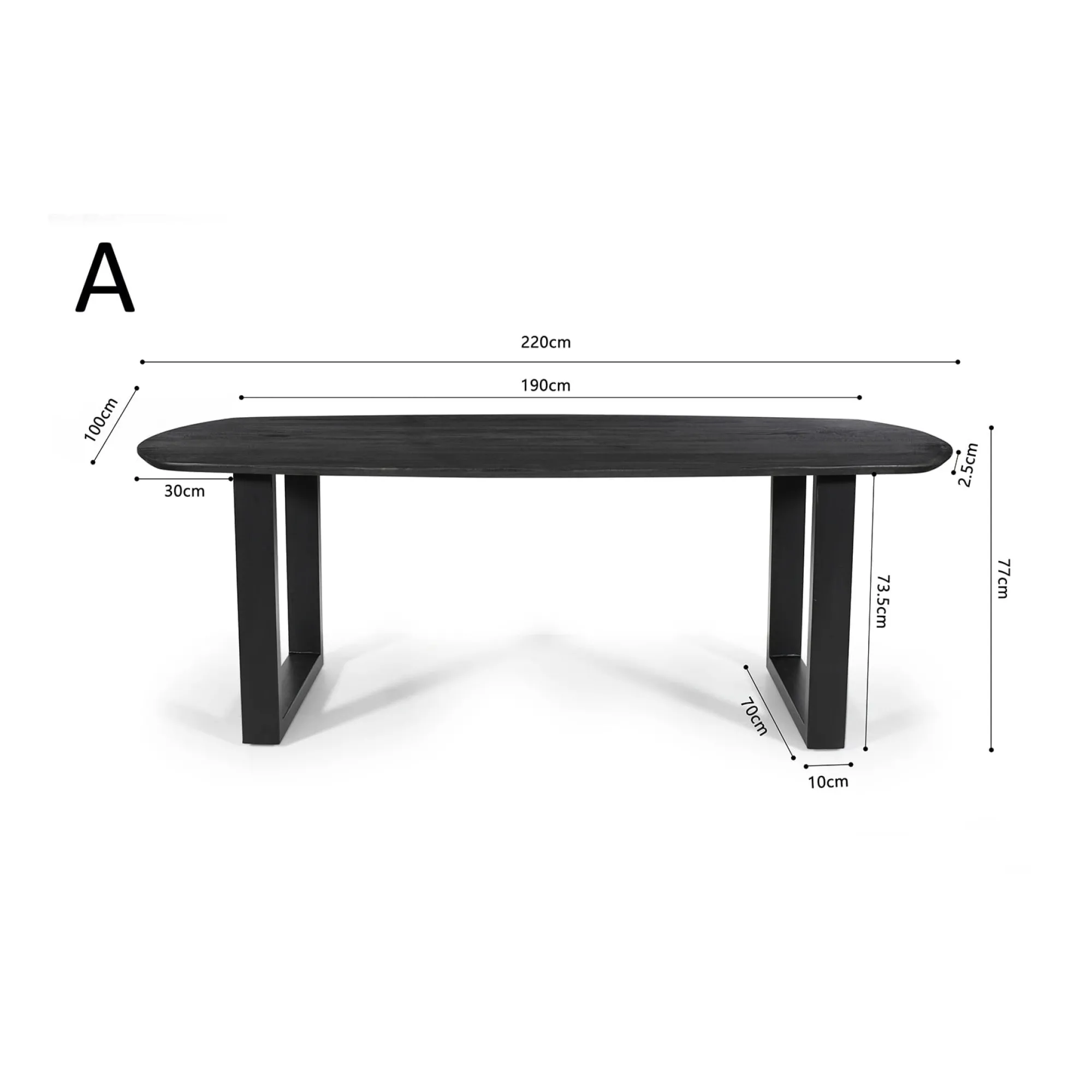 Eetkamertafels^Huisenthuis Eetkamertafel Monaco Ovaal 220 cm Zwart