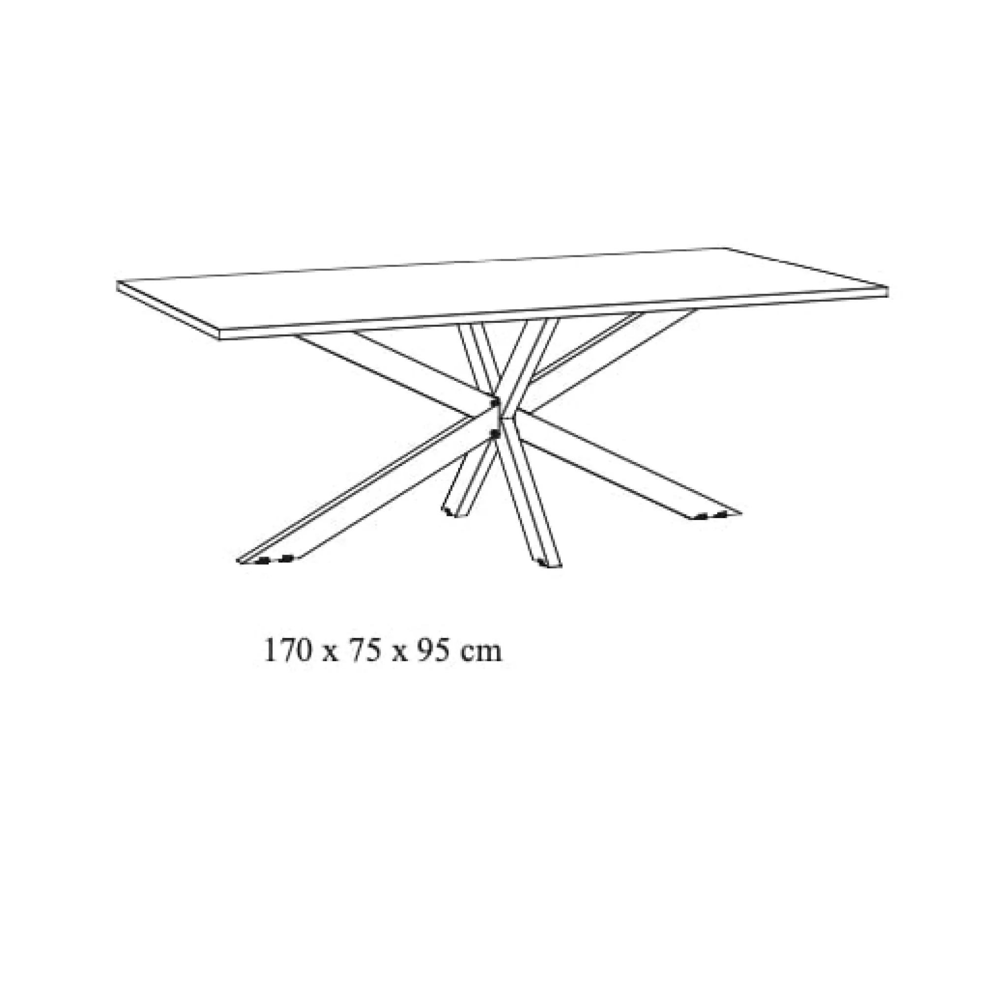 Eetkamertafels^Huisenthuis Eetkamertafel Myron 170 cm Zwart