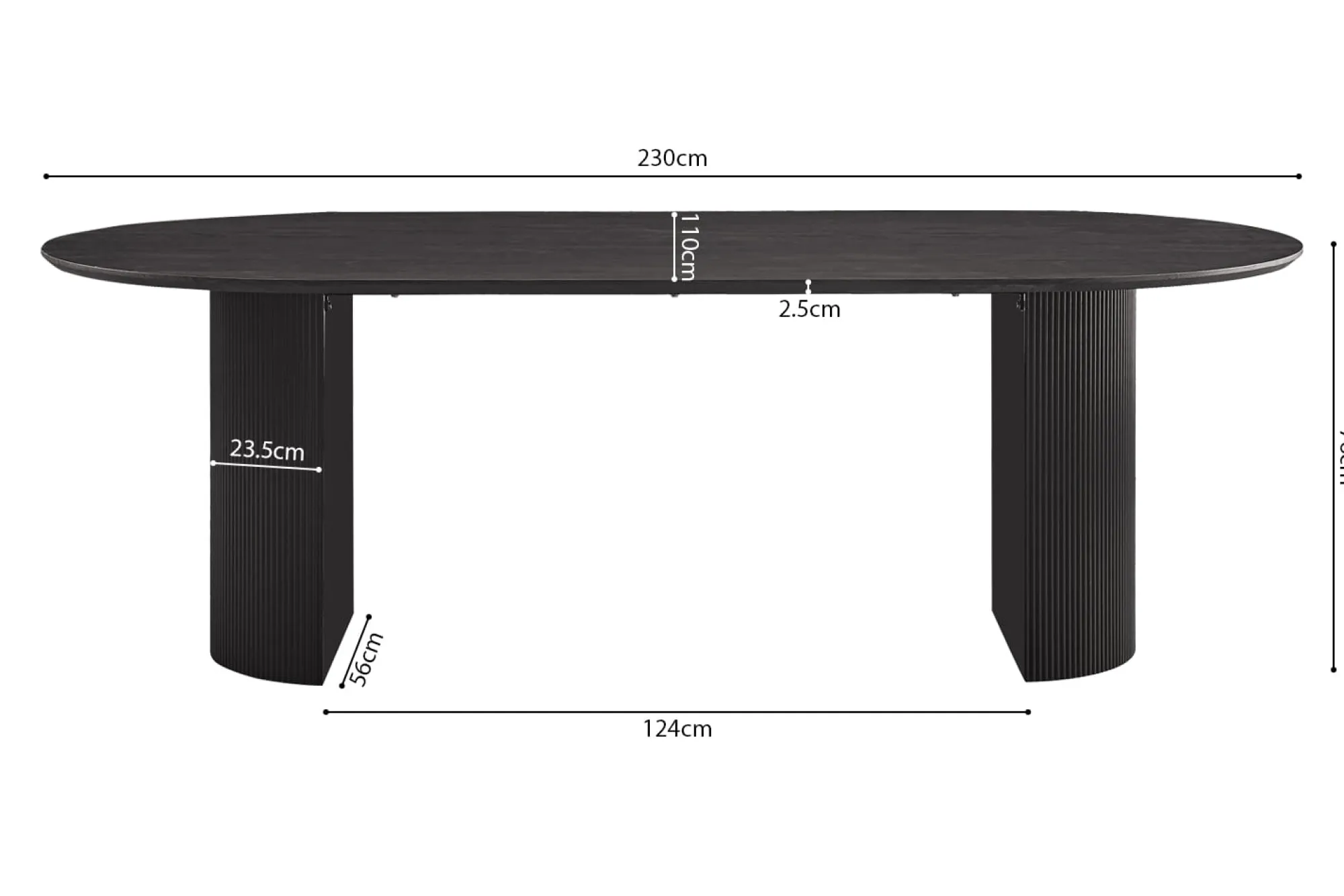 Eetkamertafels^Huisenthuis Eetkamertafel Odile 230cm Ovaal Donkerbruin