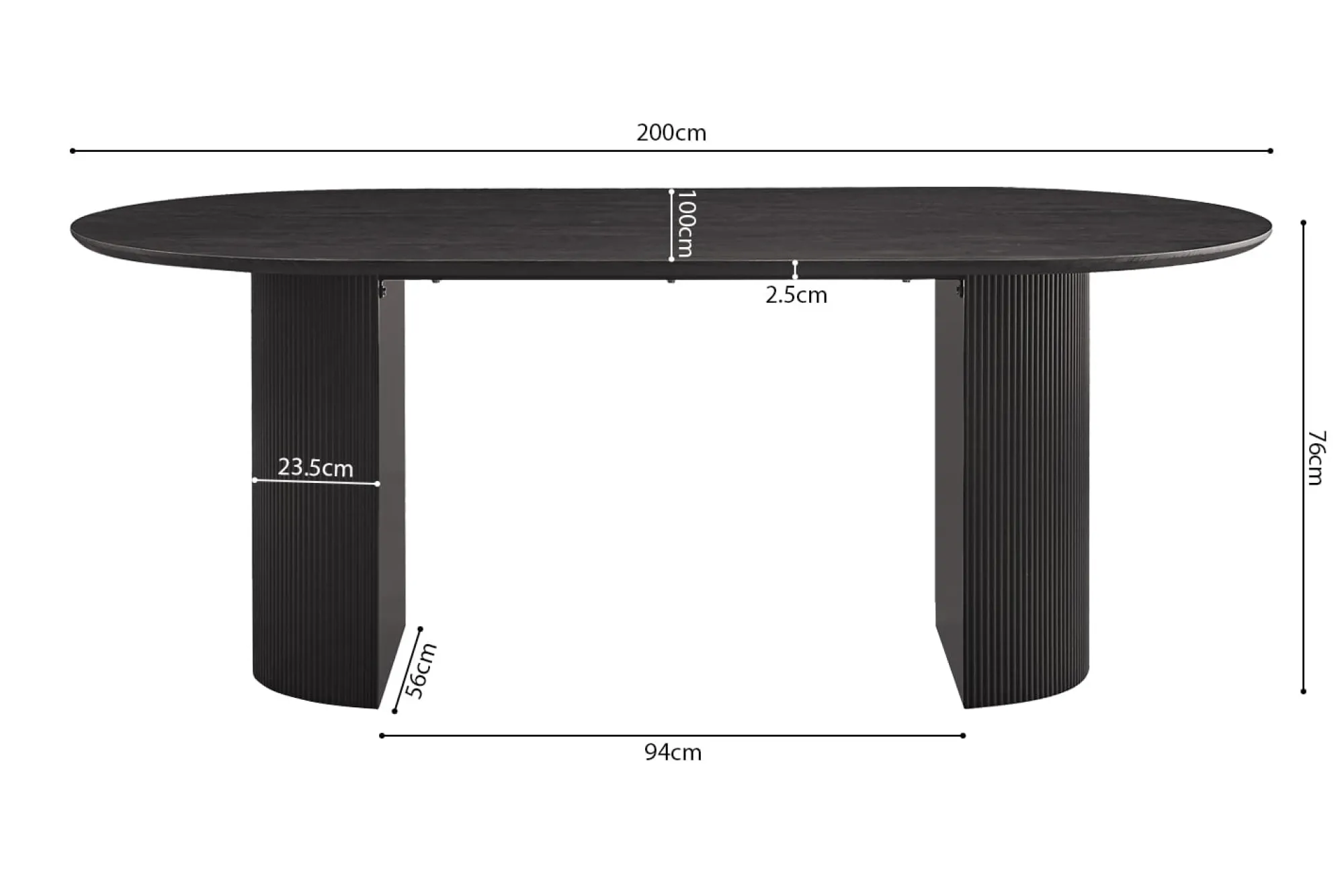 Eetkamertafels^Huisenthuis Eetkamertafel Odile 200cm Ovaal Donkerbruin