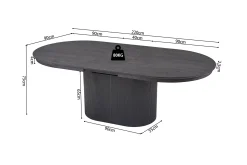 Eetkamertafels^Huisenthuis Eetkamertafel Odile Donkerbruin 180-220cm Ovaal