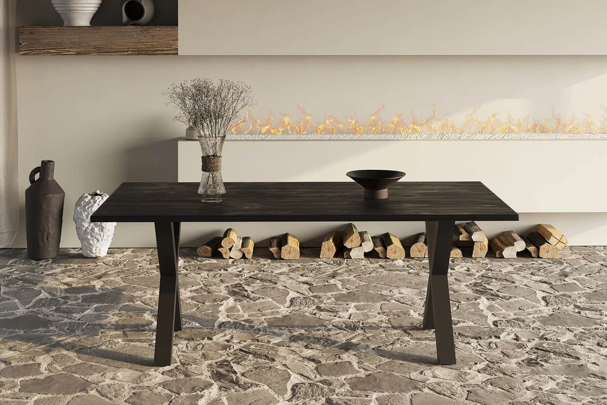 Eetkamertafels^Huisenthuis Eetkamertafel Raegan Magnolia Zwart 200 cm
