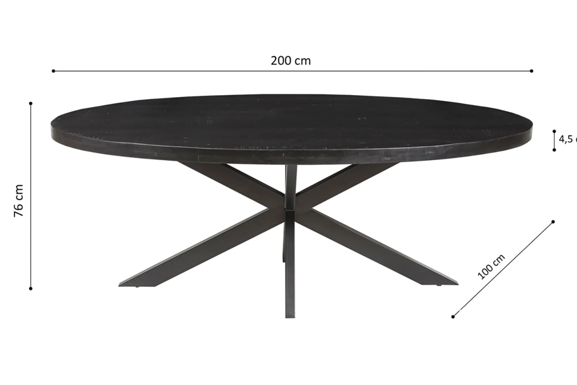 Eetkamertafels^Huisenthuis Eetkamertafel Scarlett Magnolia 200 cm Zwart
