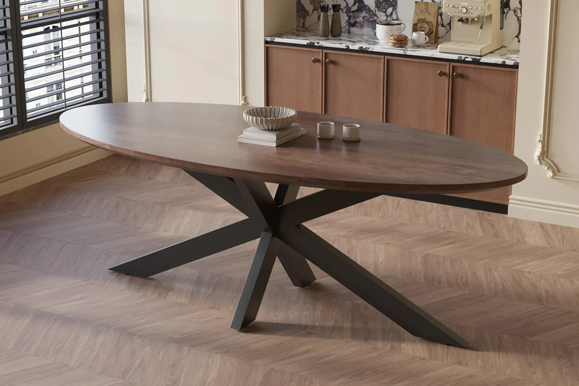 Eetkamertafels^Huisenthuis Eetkamertafel Turijn Bruin Ovaal 220 cm