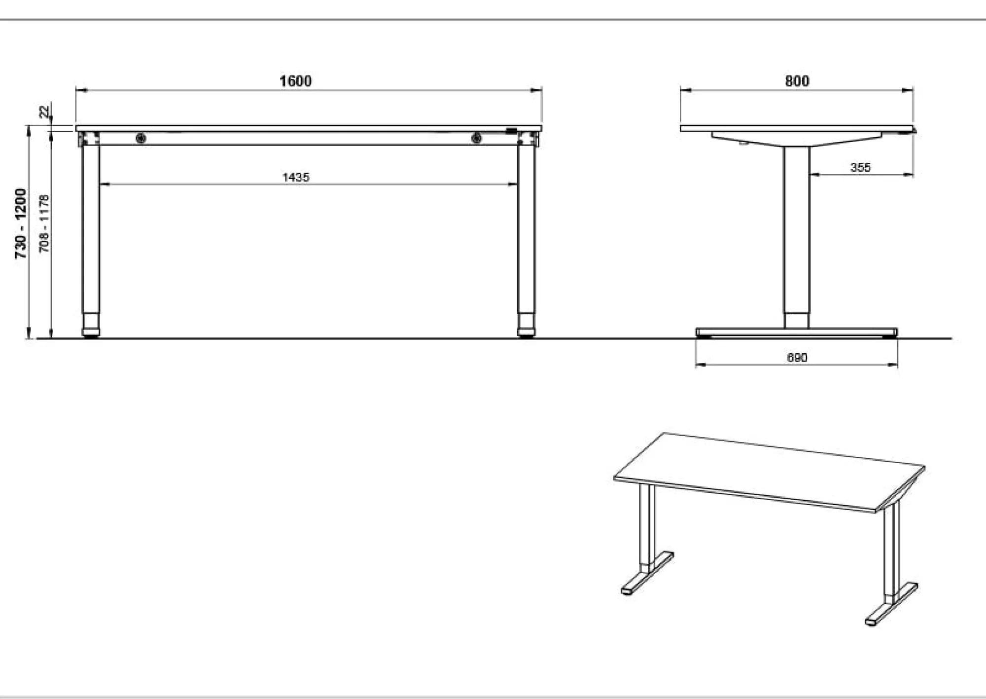 Bureaus^Huisenthuis Elektrisch Bureau Ergonoma Lichtgrijs 160 CM