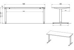 Bureaus^Huisenthuis Elektrisch Bureau Ergonoma Lichtgrijs 180 CM