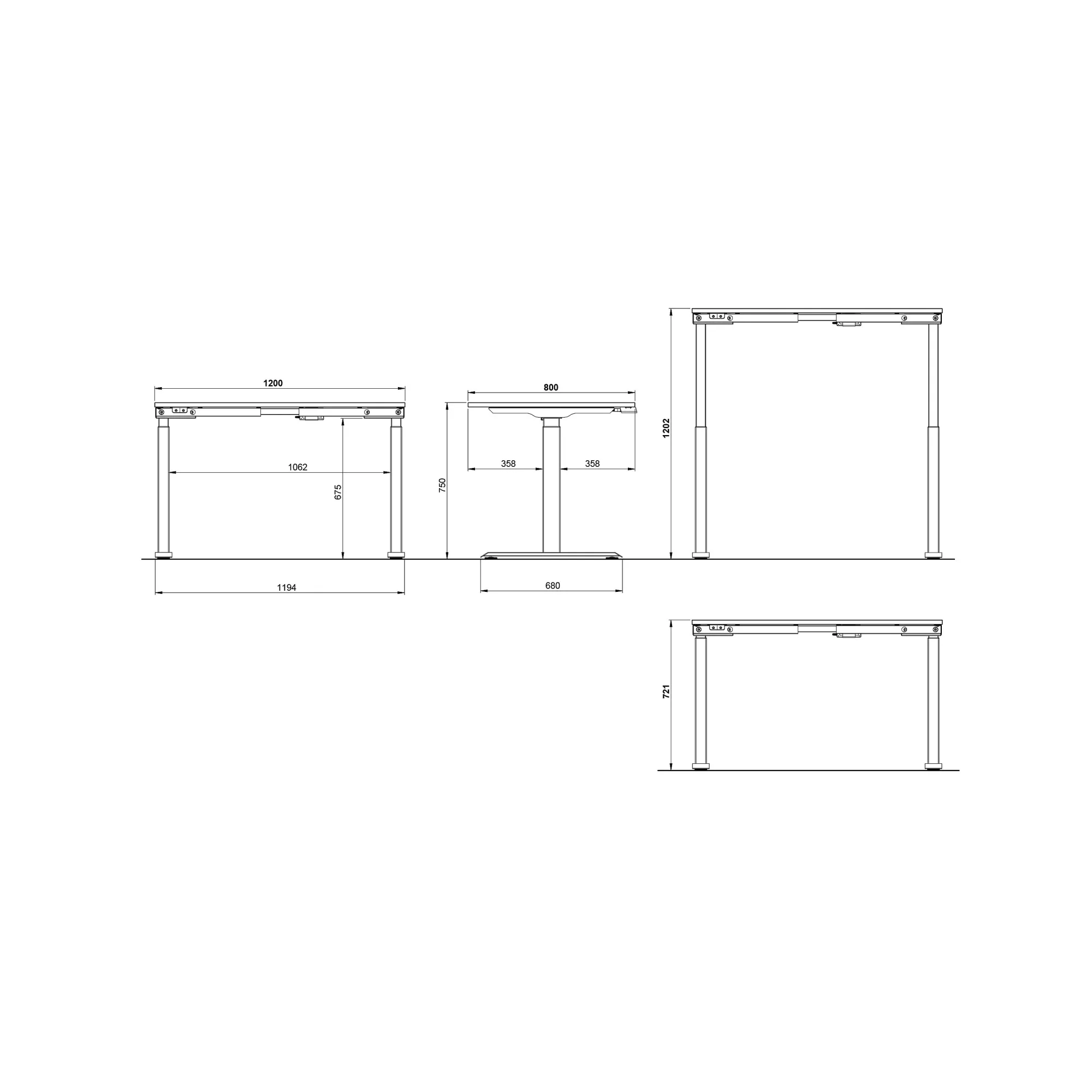 Bureaus^Huisenthuis Elektrisch zit-sta Bureau Galileo Kasjmier Zwart 120 cm Kasjmier - Zwart
