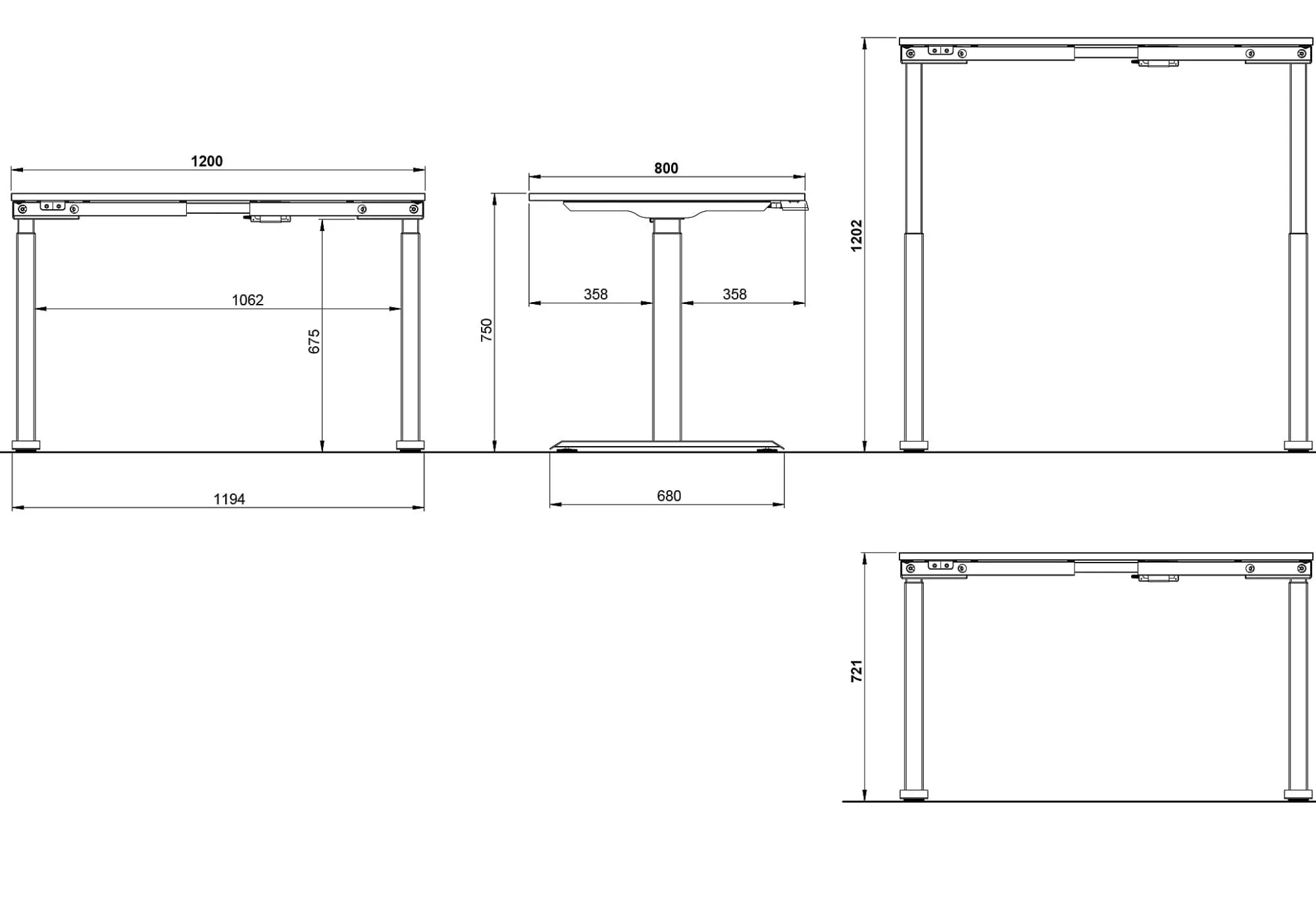 Bureaus^Huisenthuis Elektrisch zit-sta Bureau Galileo 120 cm Wit
