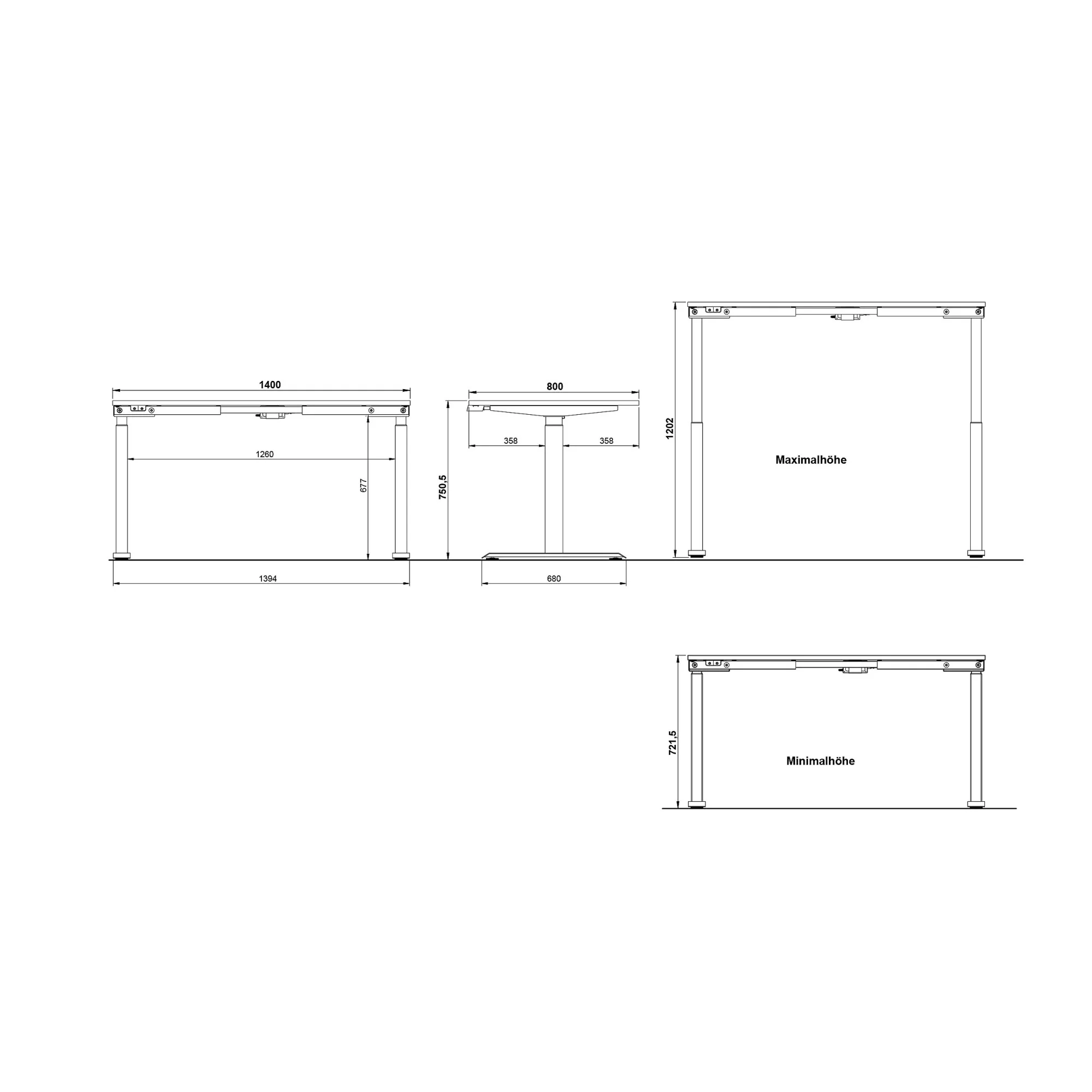 Bureaus^Huisenthuis Elektrisch zit-sta Bureau Galileo Kasjmier Wit 140 cm Kasjmier - Wit