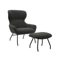 Fauteuils^Huisenthuis Fauteuil en poef Kaya Antraciet