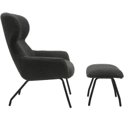 Fauteuils^Huisenthuis Fauteuil en poef Kaya Antraciet