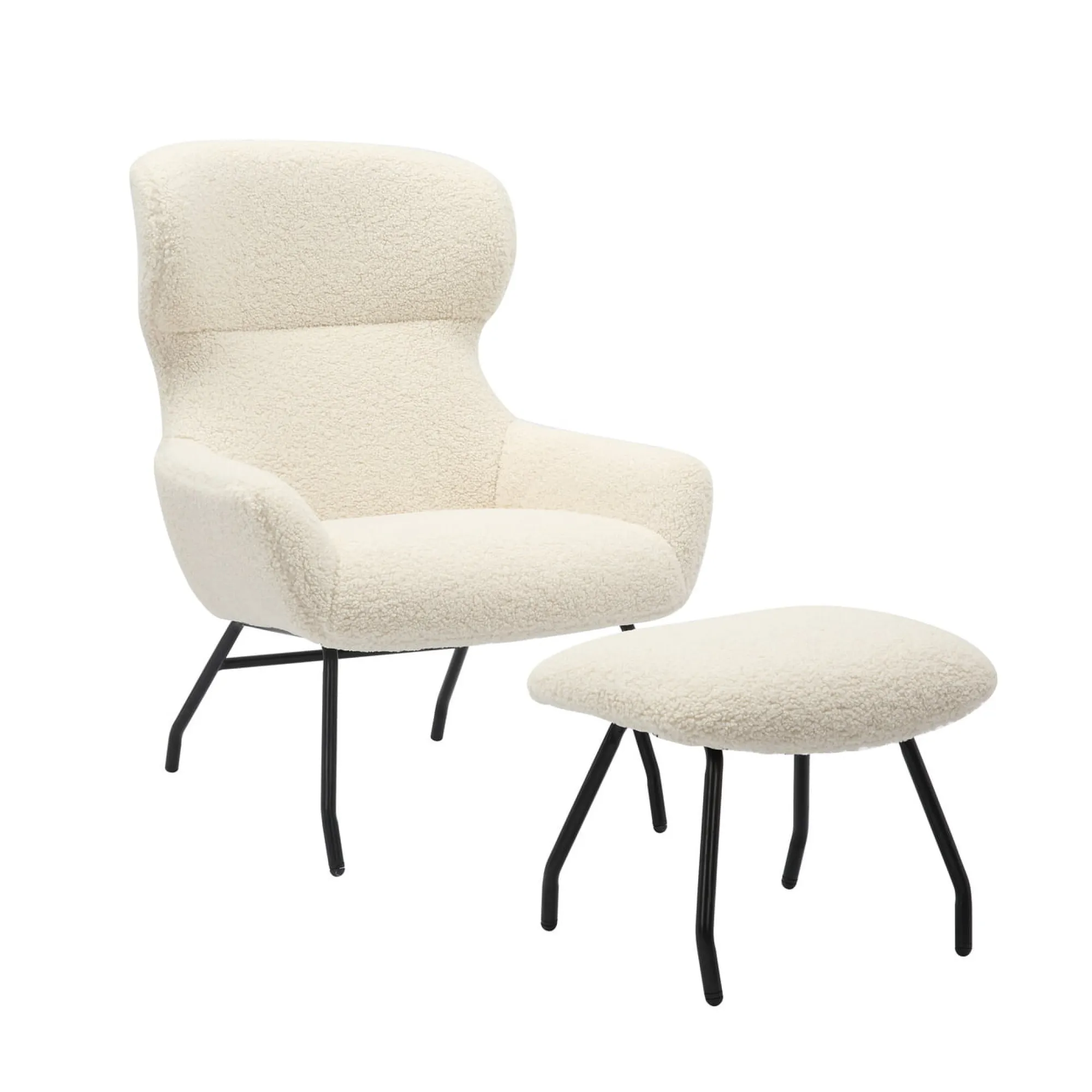 Fauteuils^Huisenthuis Fauteuil en poef Kaya Beige