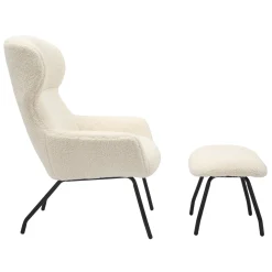 Fauteuils^Huisenthuis Fauteuil en poef Kaya Beige