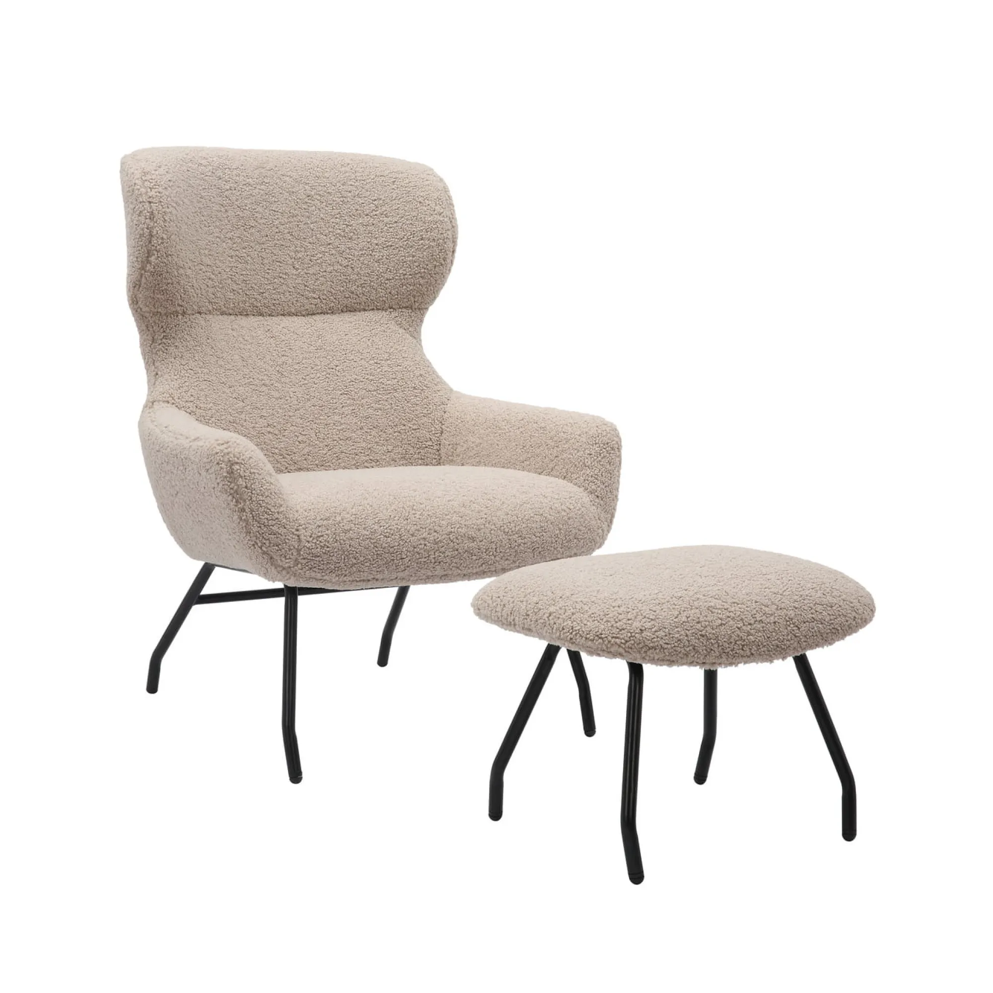 Fauteuils^Huisenthuis Fauteuil en poef Kaya Taupe