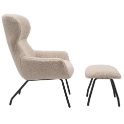 Fauteuils^Huisenthuis Fauteuil en poef Kaya Taupe