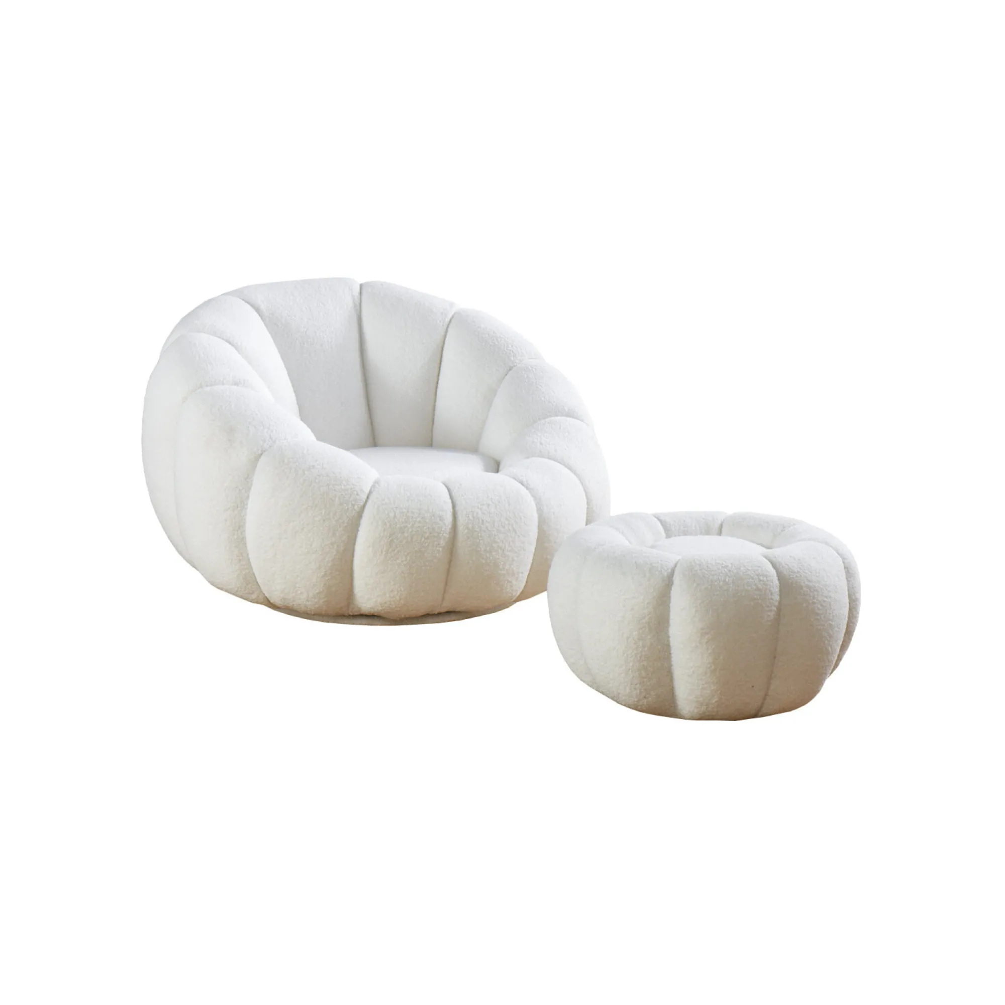 Fauteuils^Huisenthuis Fauteuil en poef Rosie Wit