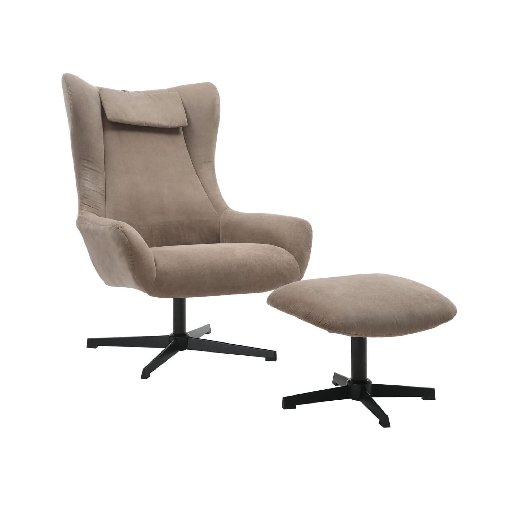 Fauteuils^Huisenthuis Fauteuil en poef Siem Bruin