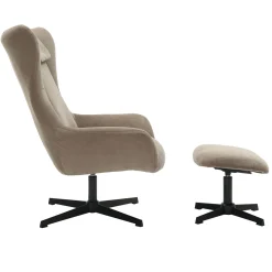 Fauteuils^Huisenthuis Fauteuil en poef Siem Bruin