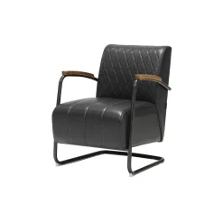 Fauteuils^Huisenthuis Fauteuil Ilias Zwart Kunstleder