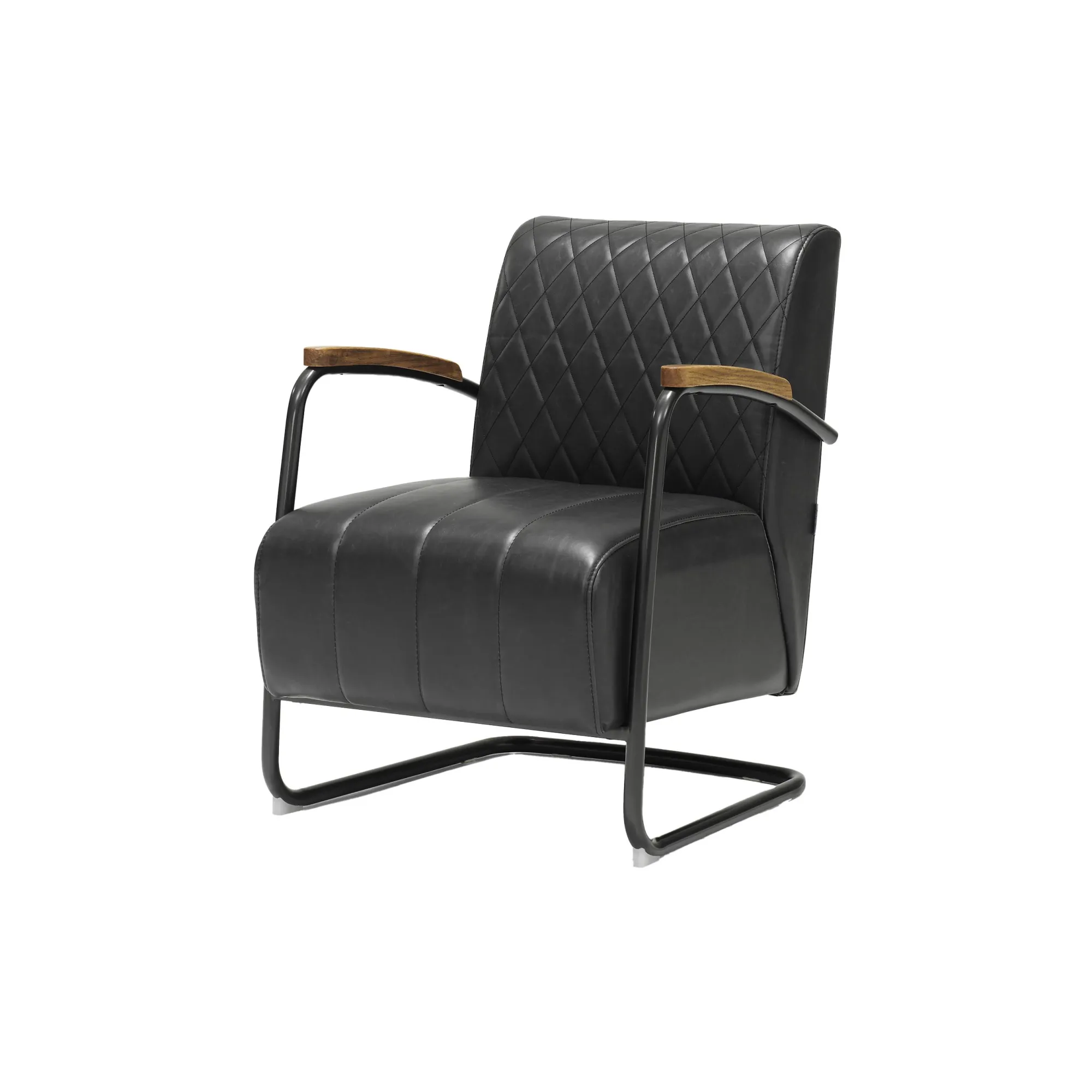 Fauteuils^Huisenthuis Fauteuil Ilias Zwart Kunstleder