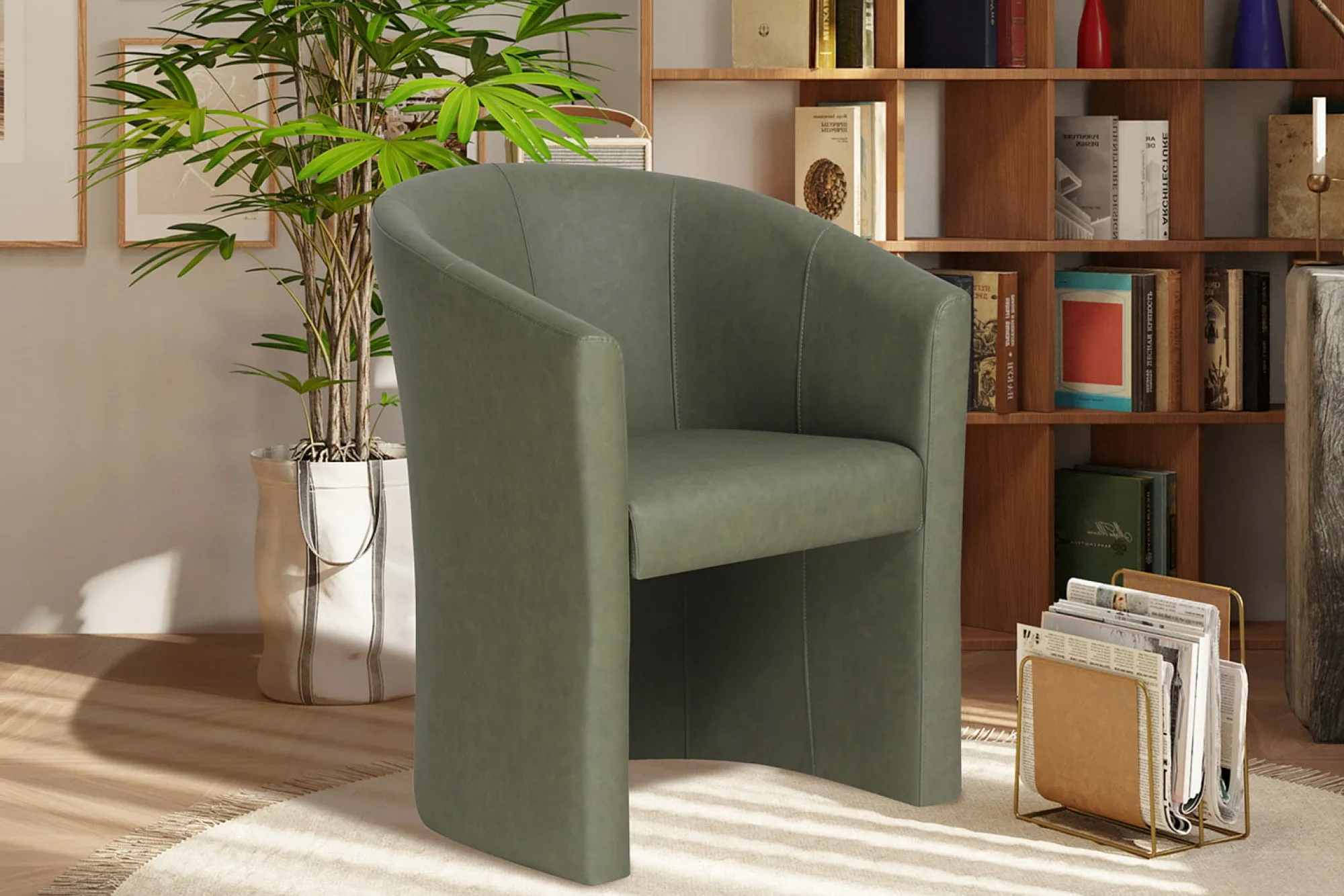 Fauteuils^Huisenthuis Fauteuil Steven Kunstleer – Vintage Groen