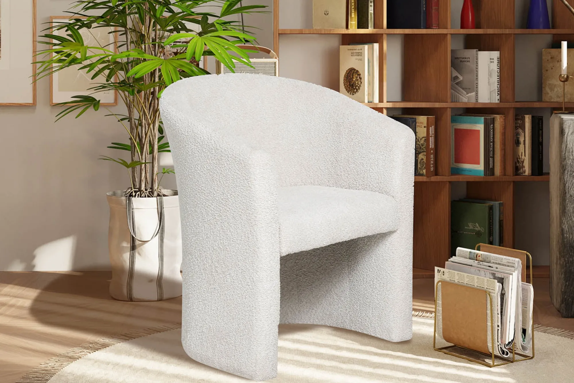 Fauteuils^Huisenthuis Fauteuil Steven Bouclé Zand