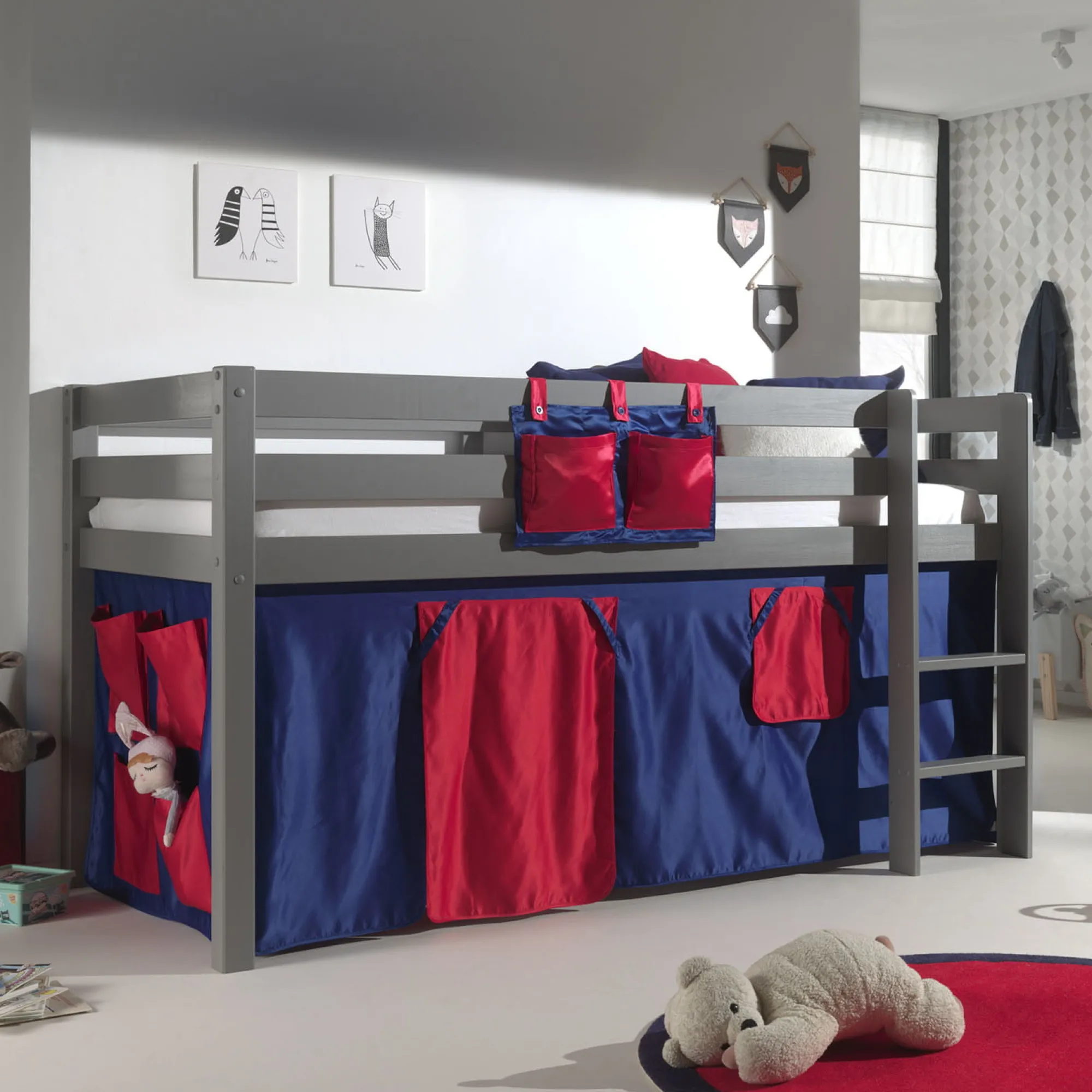 Kinderkameraccessoires^Huisenthuis Gordijn Charlie Blauw/Rood Blauw, Rood
