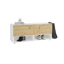 Schoenenkasten^Huisenthuis Halbank Zeger Wit Artisan Eiken