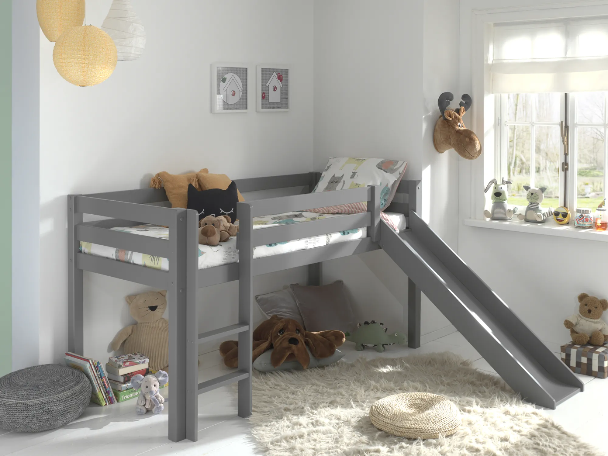Kinderbedden^Huisenthuis Halfhoogslaper Charlie 2 Grijs