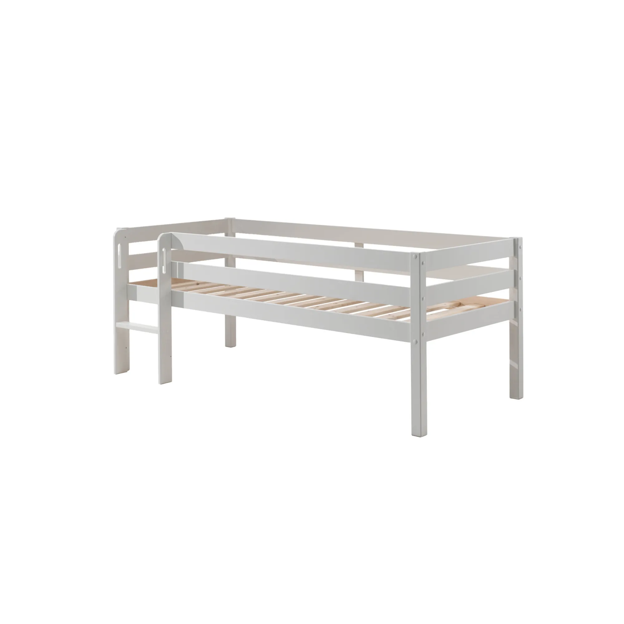 Kinderbedden^Huisenthuis Halfhoogslaper Charlie Grenen 90×200 cm – Met ladder Wit