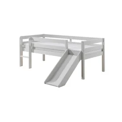 Kinderbedden^Huisenthuis Halfhoogslaper Charlie Grenen 90×200 cm – Met ladder en glijbaan Wit