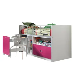 Kinderbedden^Huisenthuis Halfhoogslaper Evi-USB-F Fuchsia