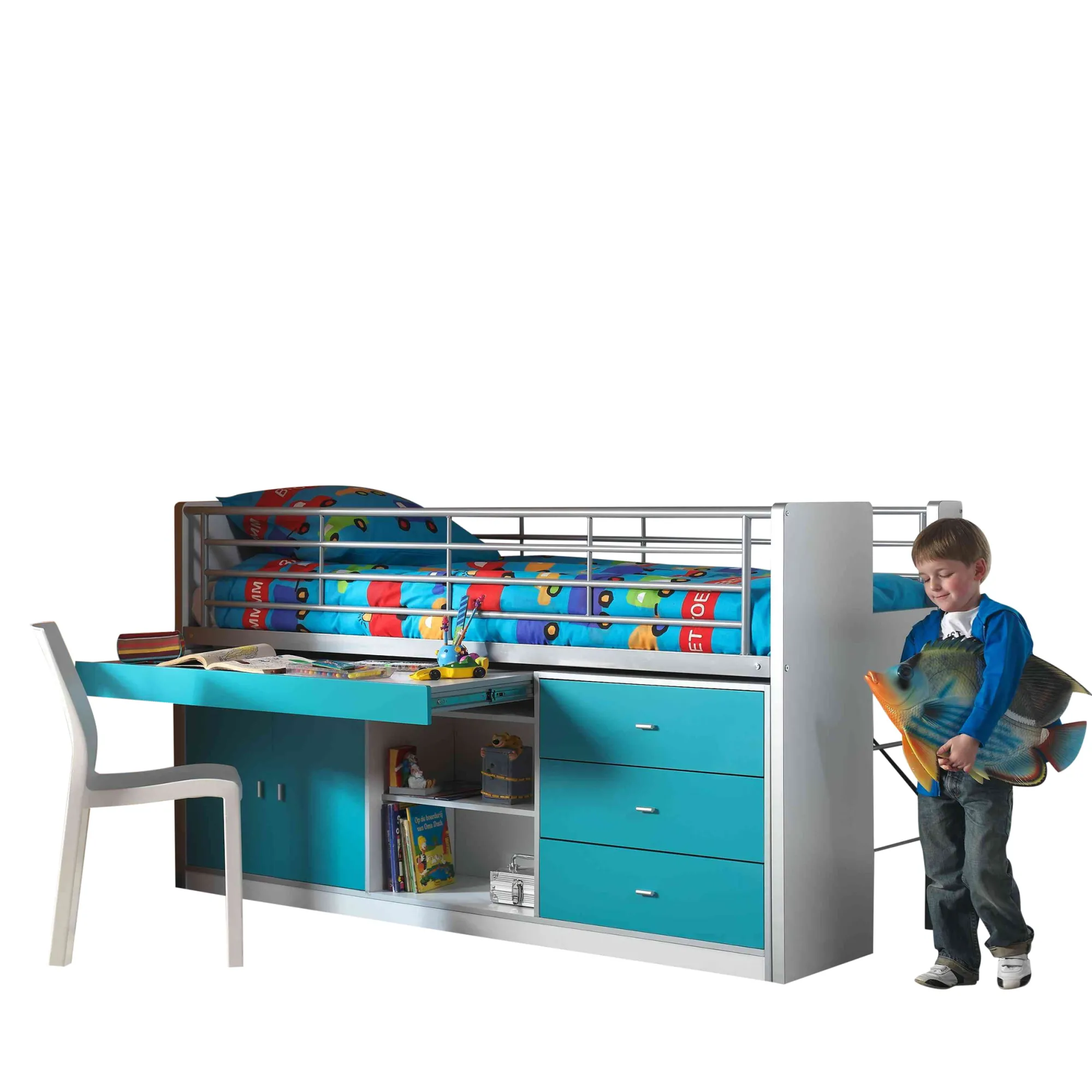 Kinderbedden^Huisenthuis Halfhoogslaper Evi-UTB-F Fuchsia