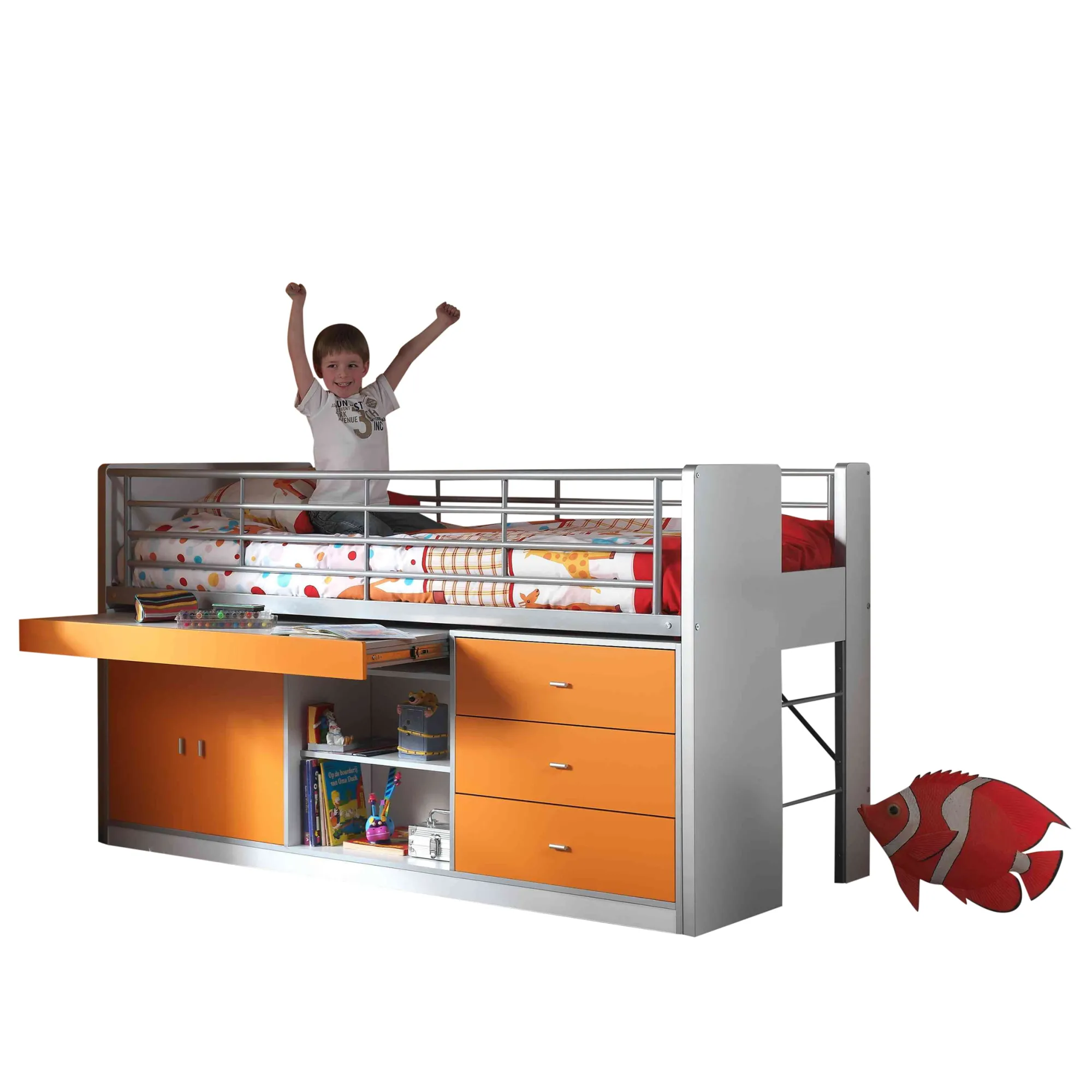 Kinderbedden^Huisenthuis Halfhoogslaper Evi-UTB-O Oranje