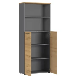 Kantoorkasten^Huisenthuis Halfopen kantoorkast Ergonoma Eiken Antraciet, Eiken