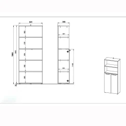 Kantoorkasten^Huisenthuis Halfopen kantoorkast Ergonoma Eiken Antraciet, Eiken