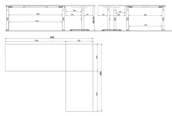 Bureaus^Huisenthuis Hoekbureau Galileo 260 x 200 cm Wit
