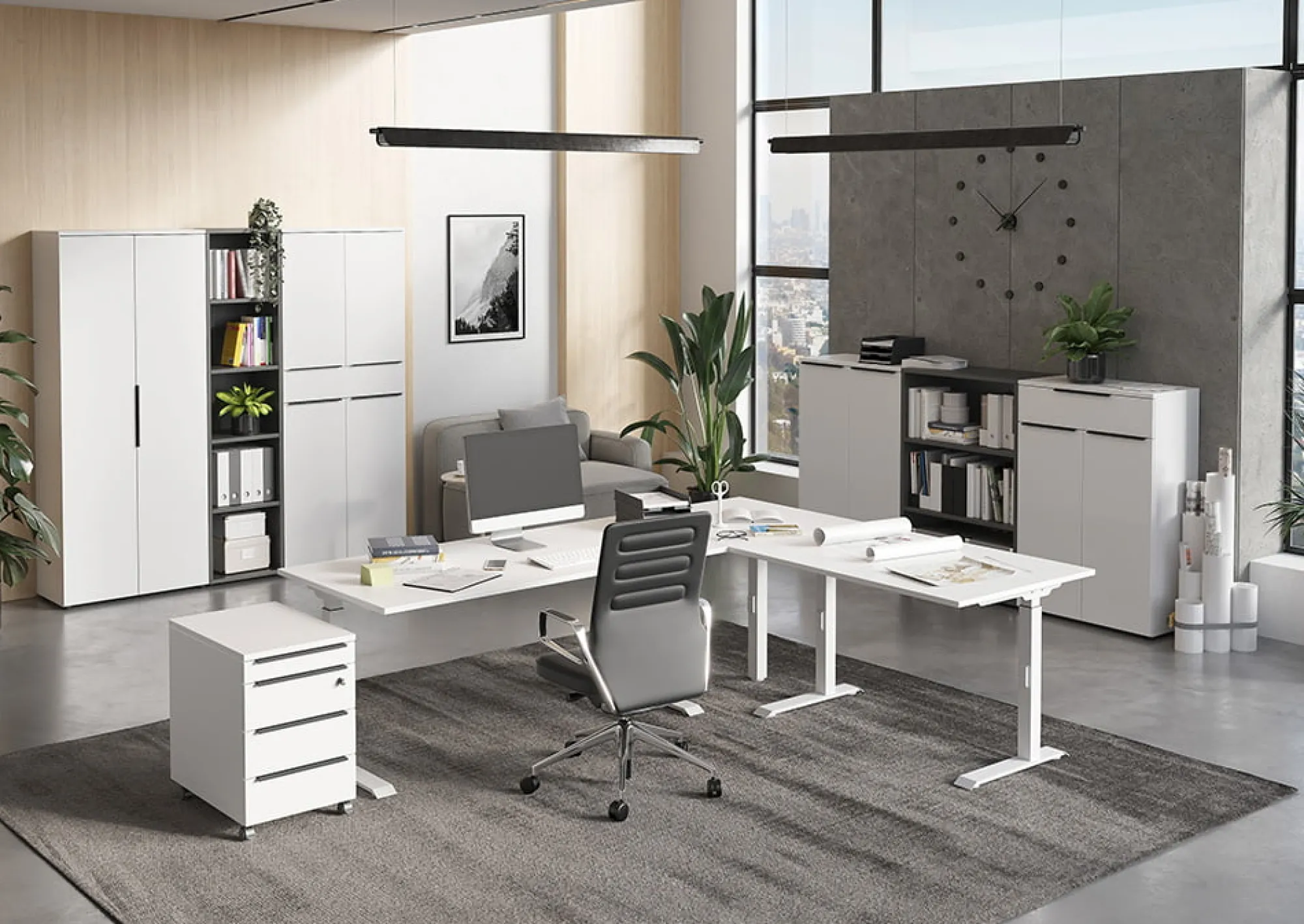 Bureaus^Huisenthuis Hoekbureau Galileo 240 x 200 cm Wit