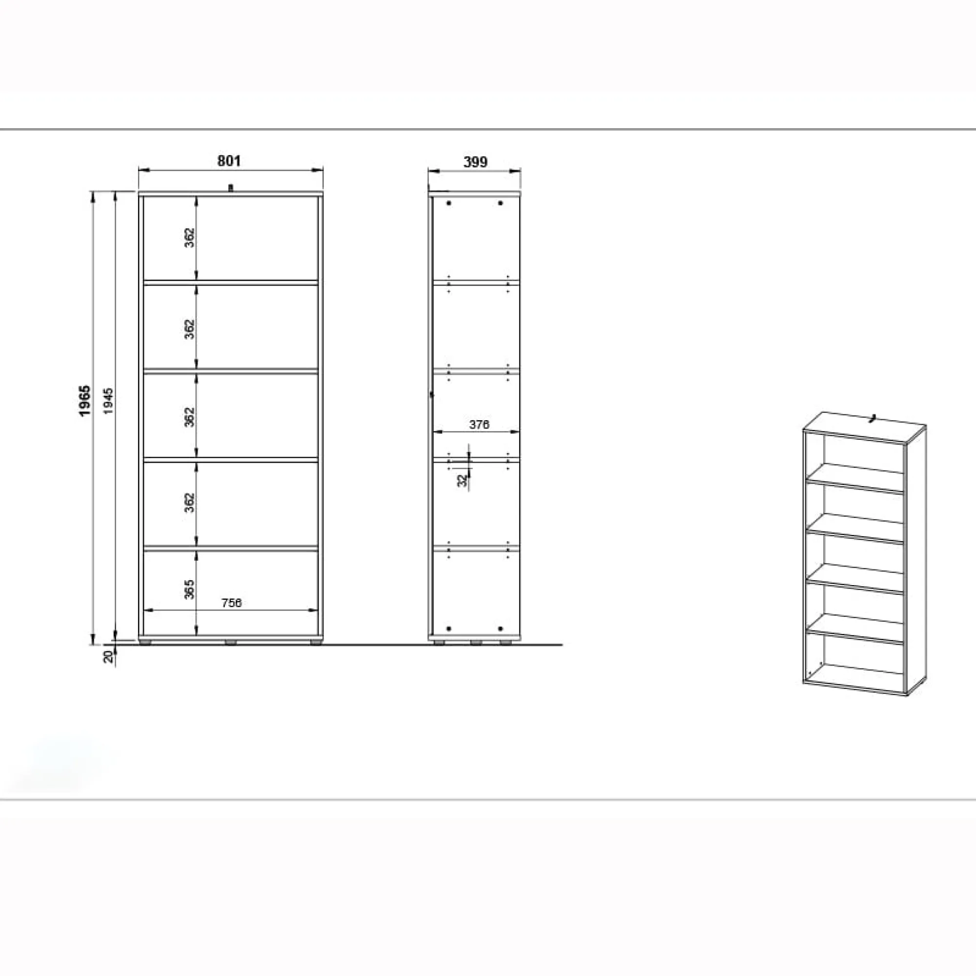 Kantoorkasten^Huisenthuis Hoge brede kantoorkast Ergonoma Eiken Antraciet, Eiken