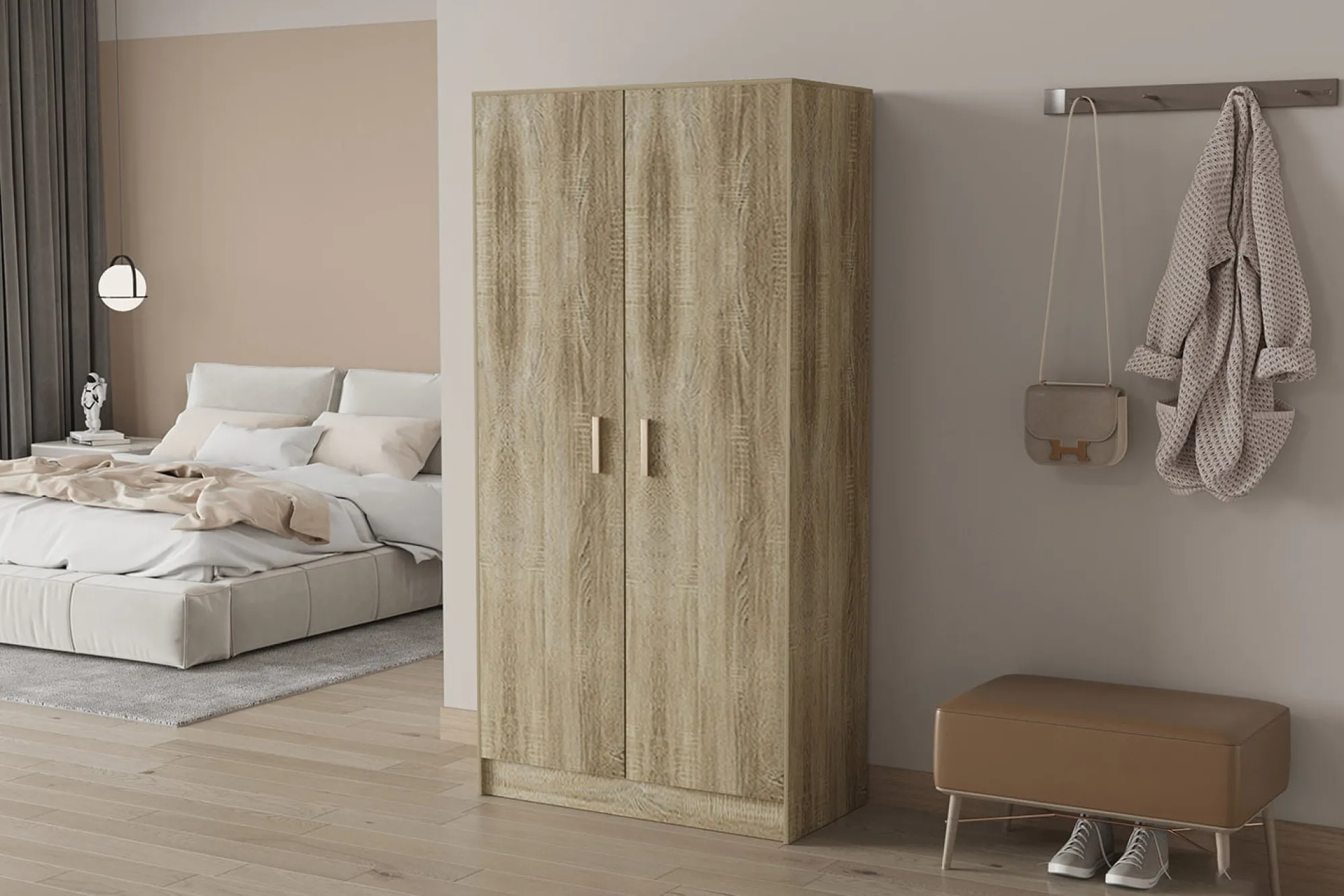 Kantoorkasten|Kledingkasten^Huisenthuis Hoge dichte kast Edwin Sonoma 75x36x148 cm