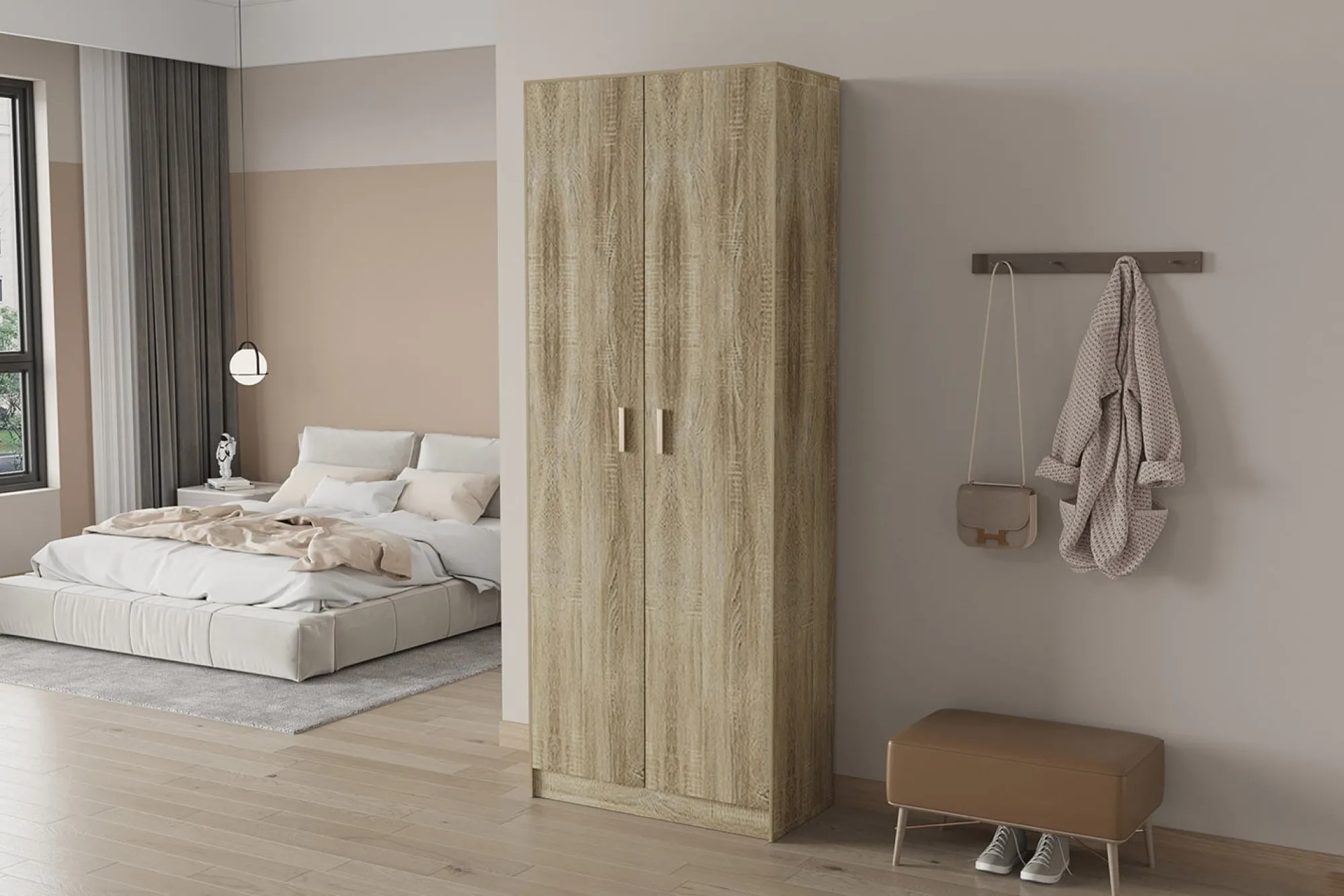 Kantoorkasten|Kledingkasten^Huisenthuis Hoge dichte kast Edwin Sonoma 75x36x194 cm