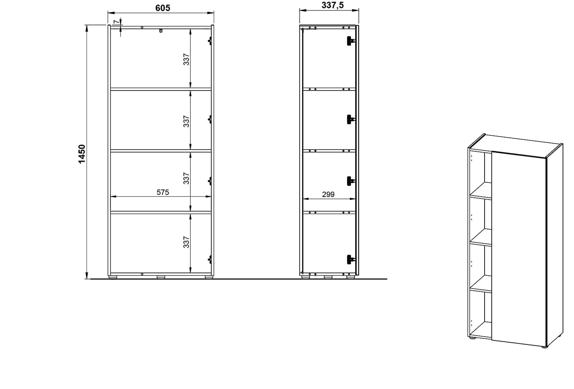 Kantoorkasten^Huisenthuis Hoge kantoorkast Orlando 145 cm Kasjmier