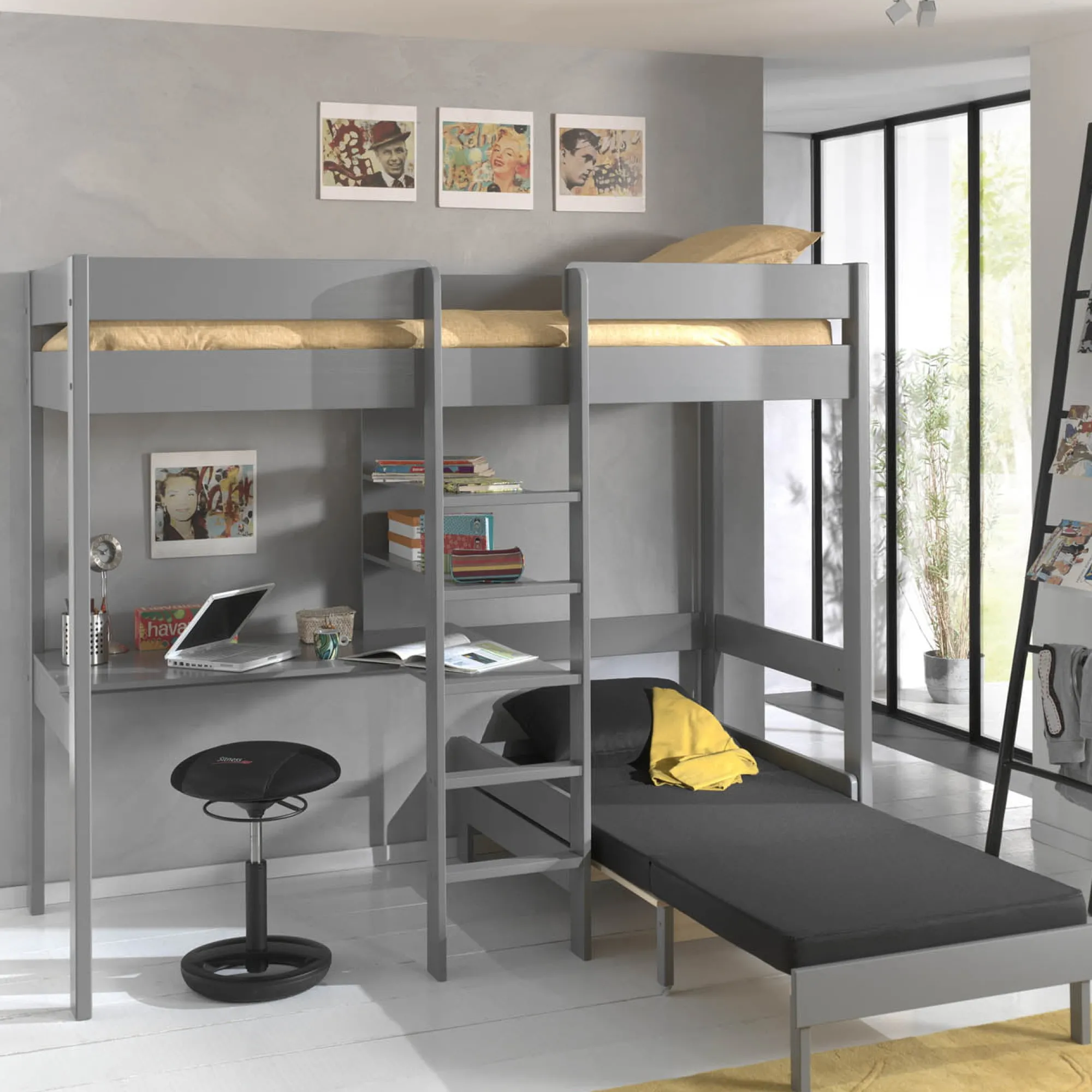 Kinderbedden^Huisenthuis Hoogslaper Cas 2 Grijs