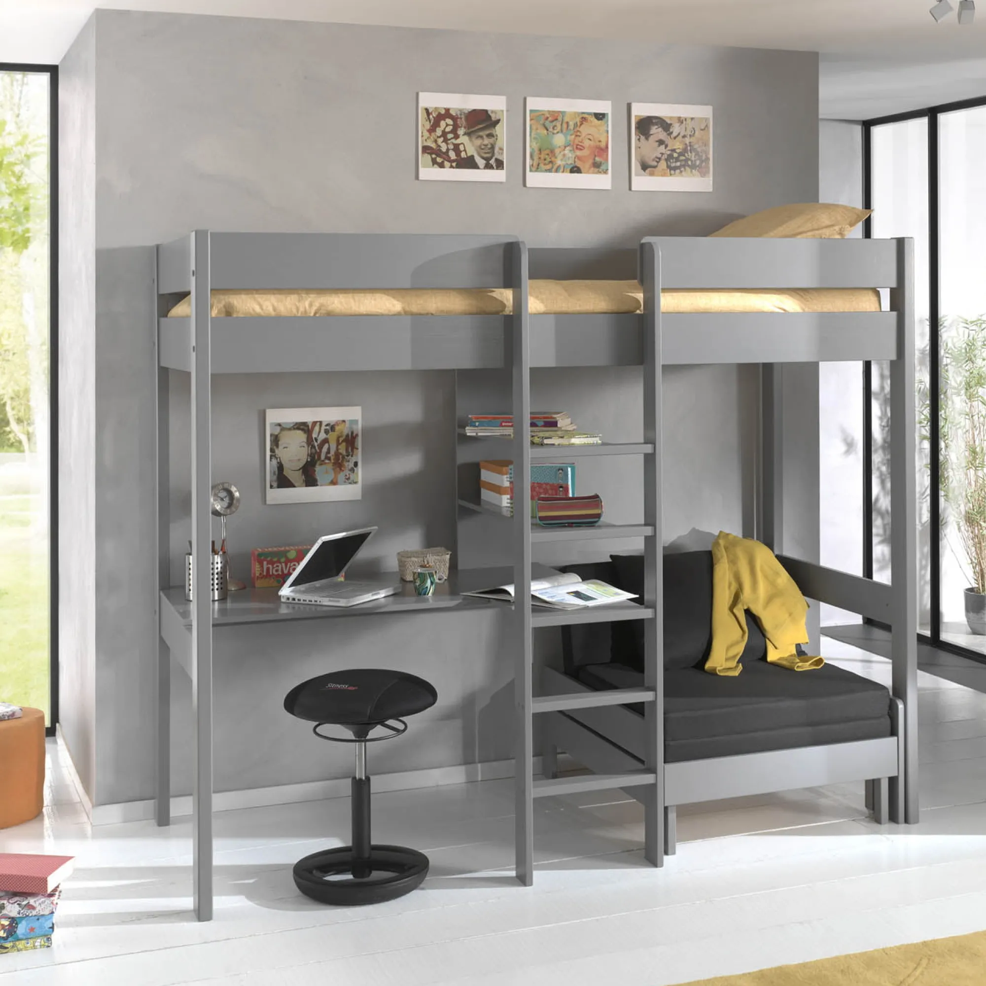 Kinderbedden^Huisenthuis Hoogslaper Cas 2 Grijs