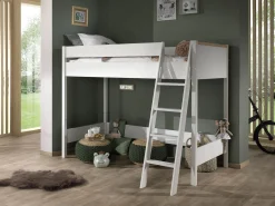 Kinderbedden^Huisenthuis Hoogslaper Dex Grenen 90×200 cm Wit